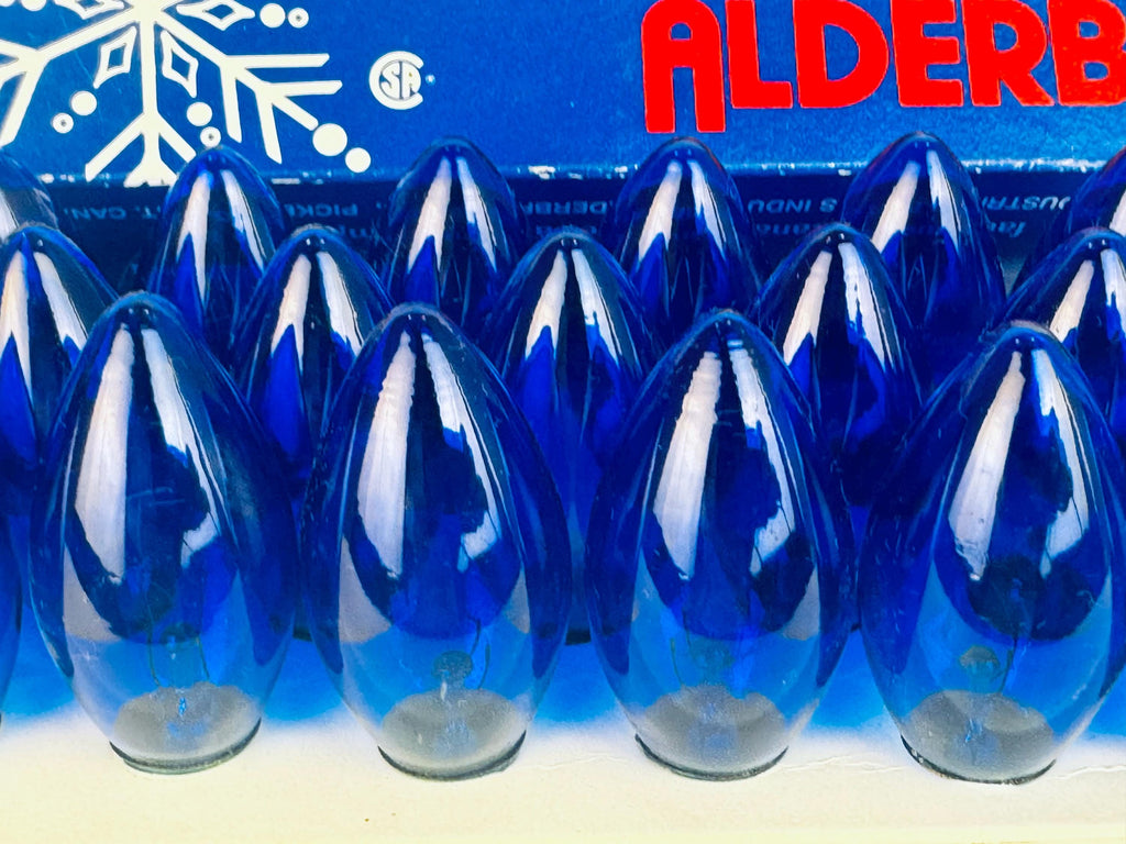 Vintage 1980s ALDERBROOK Outdoor Blue Acrylic Outdoor Christmas Lights - 25 Lights