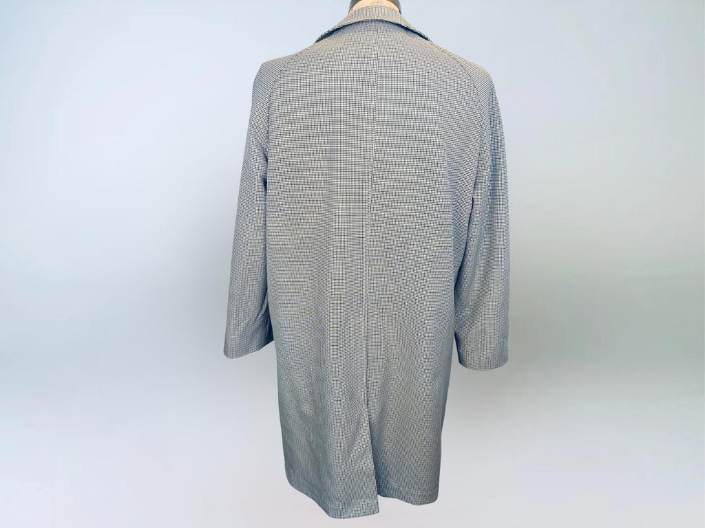 Vintage Early 1970s London Fog IMAGINIT Textured Polyester Houndstooth Tan & Black Overcoat  Made in Canada  Classic Maincoat
