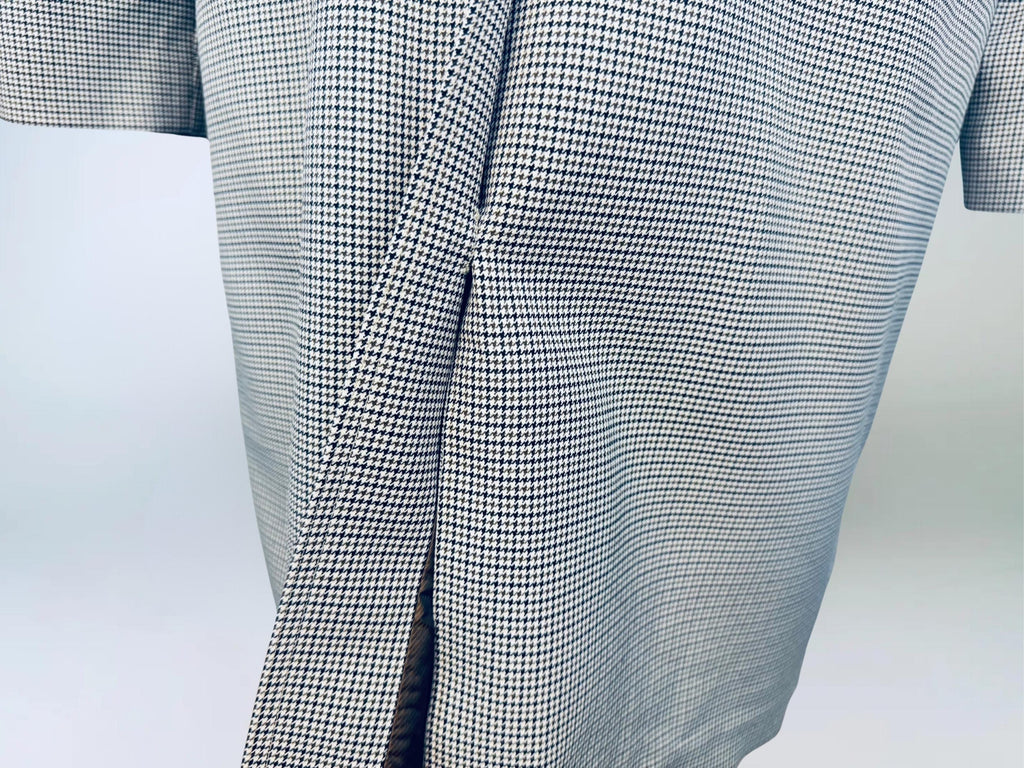 Vintage Early 1970s London Fog IMAGINIT Textured Polyester Houndstooth Tan & Black Overcoat  Made in Canada  Classic Maincoat