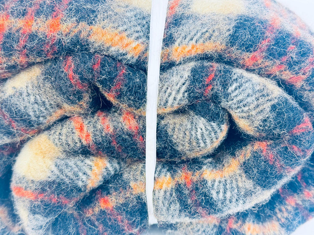 Vintage 1980s 'Teleks' Wool-Blend Checked Blanket Tan & Black Cozy Throw - 52 × 62 - Made In Former Yugoslavia