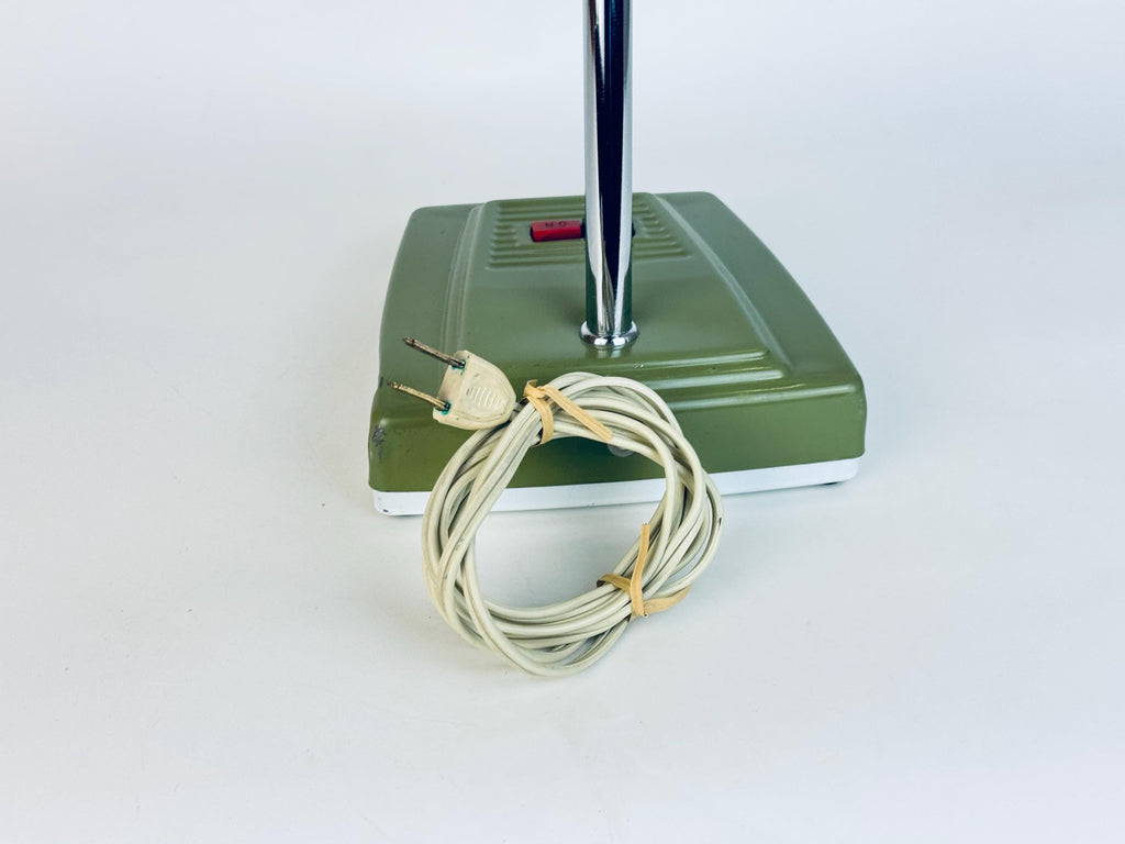 Vintage 1970s Japanese Olive Green Metal Gooseneck Desk Lamp  Made In Japan  Fluorescent Task Light