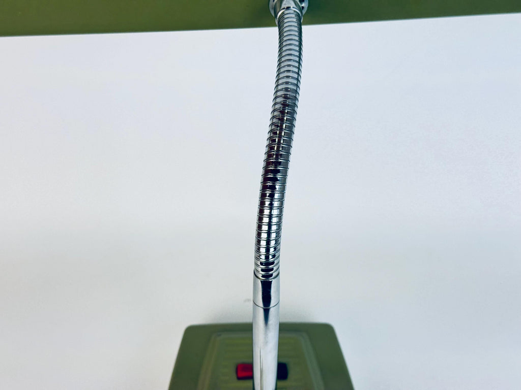 Vintage 1970s Japanese Olive Green Metal Gooseneck Desk Lamp  Made In Japan  Fluorescent Task Light