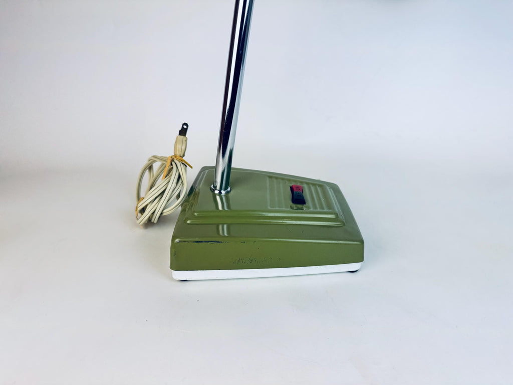 Vintage 1970s Japanese Olive Green Metal Gooseneck Desk Lamp  Made In Japan  Fluorescent Task Light