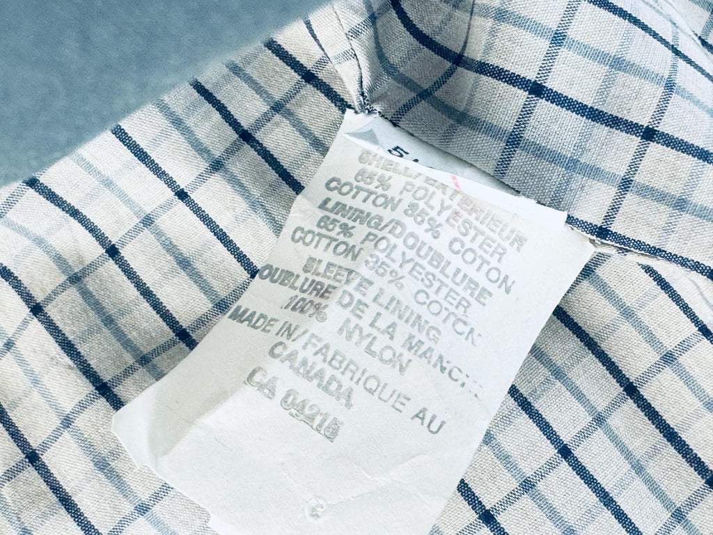 Vintage 1970s London Fog Blue-Grey Cotton Blend Fly-Front Raincoat  Made in Canada  Classic Plaid Lined Trench Coat