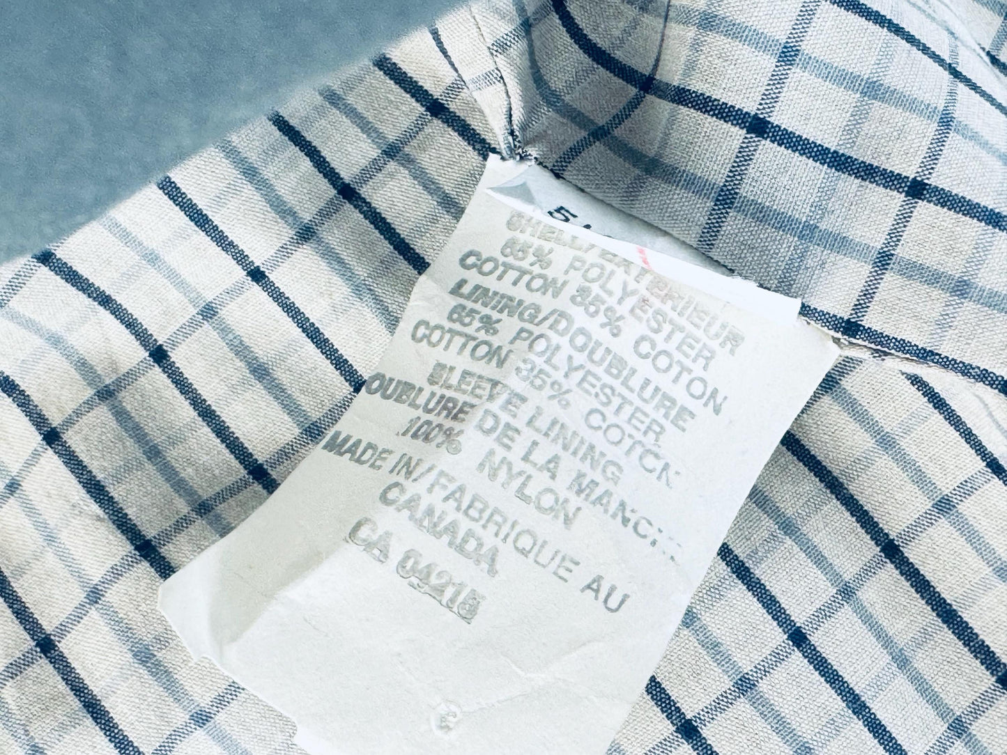 Vintage 1970s London Fog Blue-Grey Cotton Blend Fly-Front Raincoat  Made in Canada  Classic Plaid Lined Trench Coat