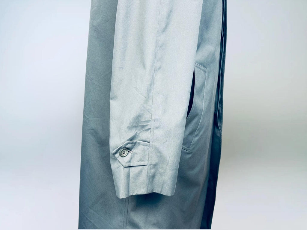 Vintage 1970s London Fog Blue-Grey Cotton Blend Fly-Front Raincoat  Made in Canada  Classic Plaid Lined Trench Coat