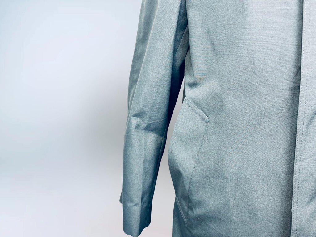 Vintage 1970s London Fog Blue-Grey Cotton Blend Fly-Front Raincoat  Made in Canada  Classic Plaid Lined Trench Coat