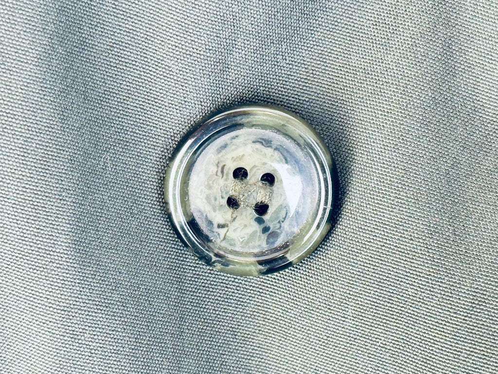 Vintage 1980s London Fog “Sutton Slate Green Military-Style Cotton Blend Belted Trench Coat  Made in Canada  Water Repellent Raincoat