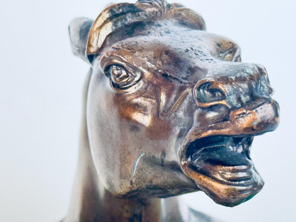 Vintage 1930s Spelter Horse-Head Bookend Bronzed Finish Shelf Accent