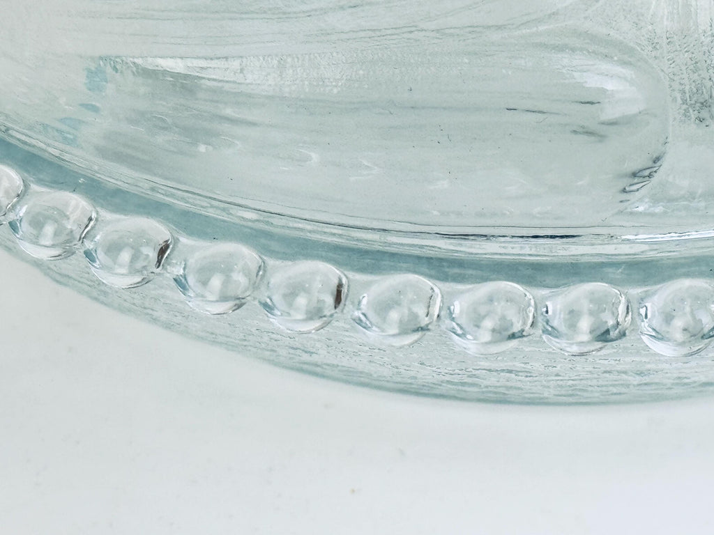 Vintage Clear Glass Bunny Rabbit on Nest Covered Dish  Farmhouse Tabletop Accent