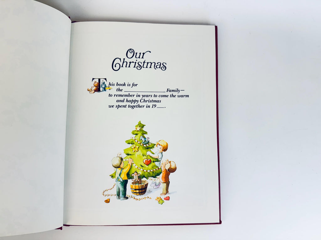 Vintage 1985 “Our Christmas Hardcover Book  Red Leatherette Holiday Keepsake