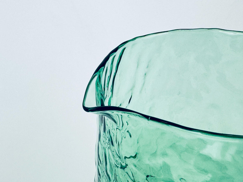 Vintage 1970s Textured Green Glass Pitcher Jug