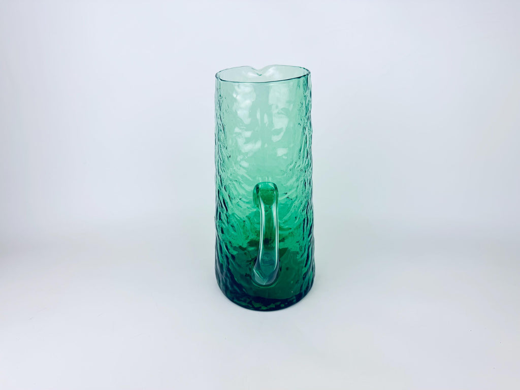 Vintage 1970s Textured Green Glass Pitcher Jug