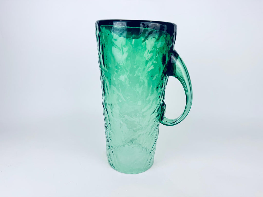 Vintage 1970s Textured Green Glass Pitcher Jug