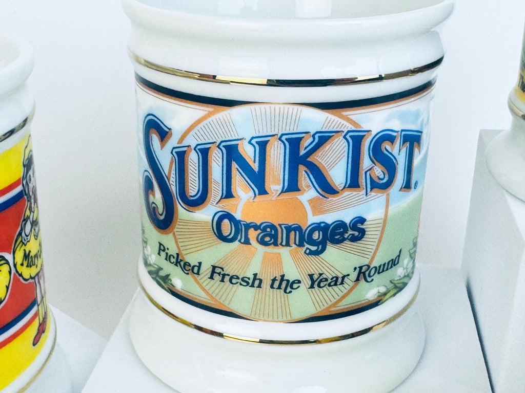 Vintage 1980s White Porcelain Advertising Coffee Mugs - Made In Japan - Sold Separately