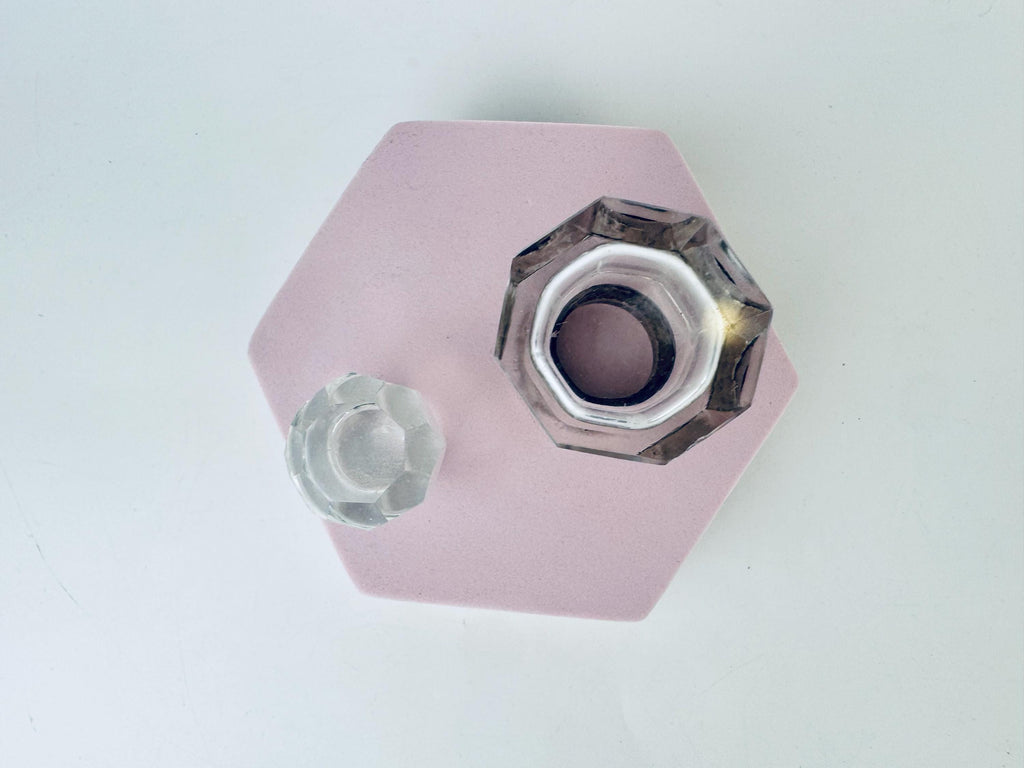 Antique Victorian 1900s Clear Cut Glass & Sterling Silver Collar Perfume Bottle - Vanity Decor