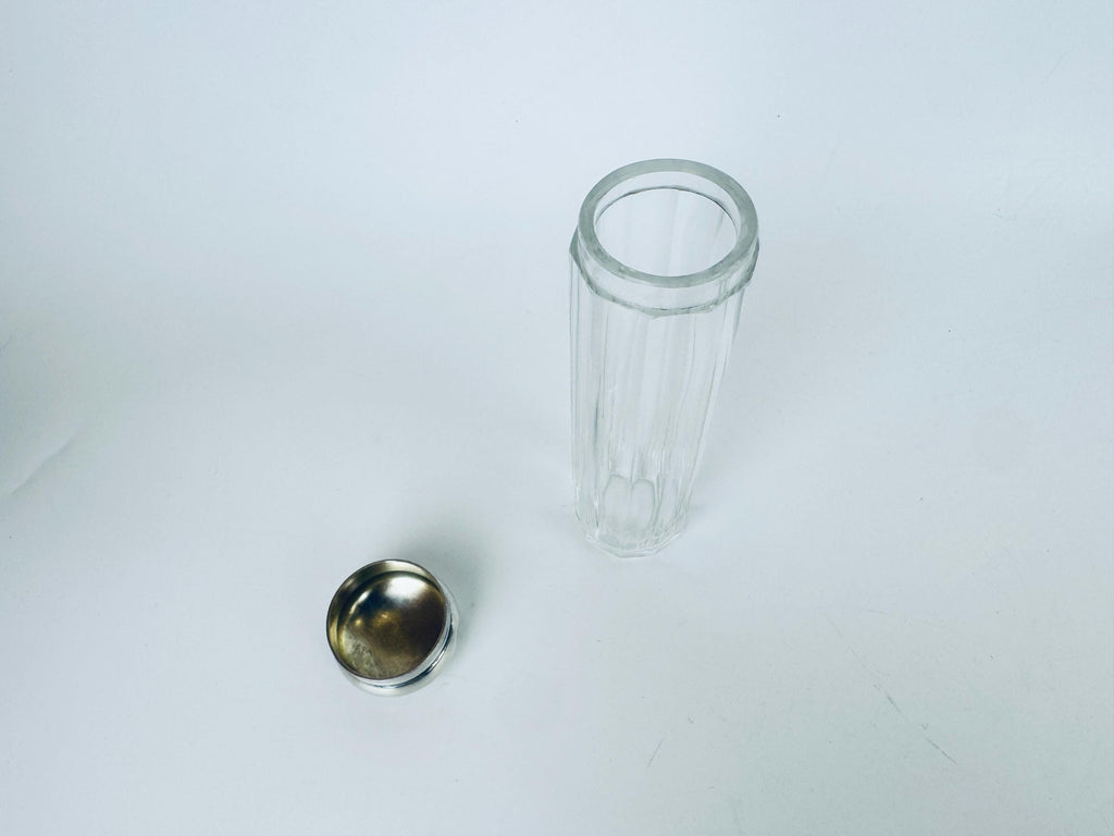 Antique Edwardian Sterling Silver & Clear Cut-Crystal Vanity Jar  Birmingham 1900s Dressing Table Accent