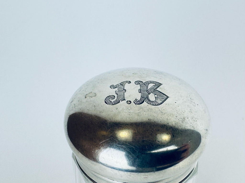 Antique Edwardian Sterling Silver & Clear Cut-Crystal Vanity Jar  Birmingham 1900s Dressing Table Accent