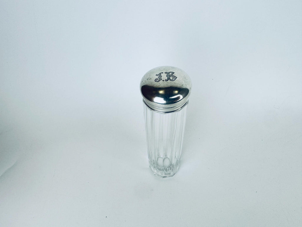Antique Edwardian Sterling Silver & Clear Cut-Crystal Vanity Jar  Birmingham 1900s Dressing Table Accent