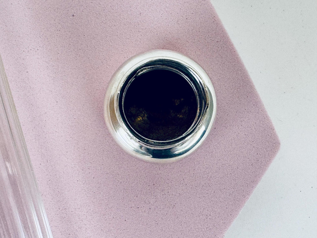 Vintage 1938 Sterling Silver-Topped Fluted Clear Glass Perfume Bottle  Art Deco Vanity Luxe