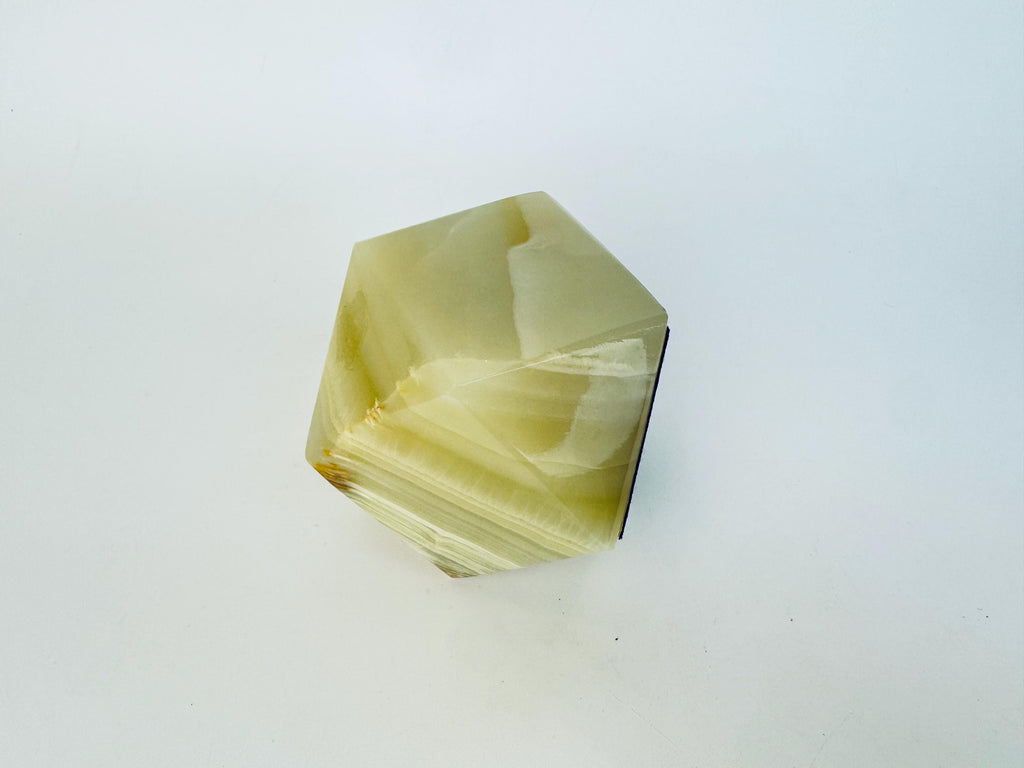 Vintage 1970s Grey Onyx Italian Stone Geometric Taper Candle Holder