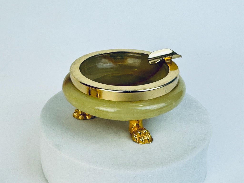 Vintage 1970s Italian Onyx Brass Ashtray in Choice of Styles