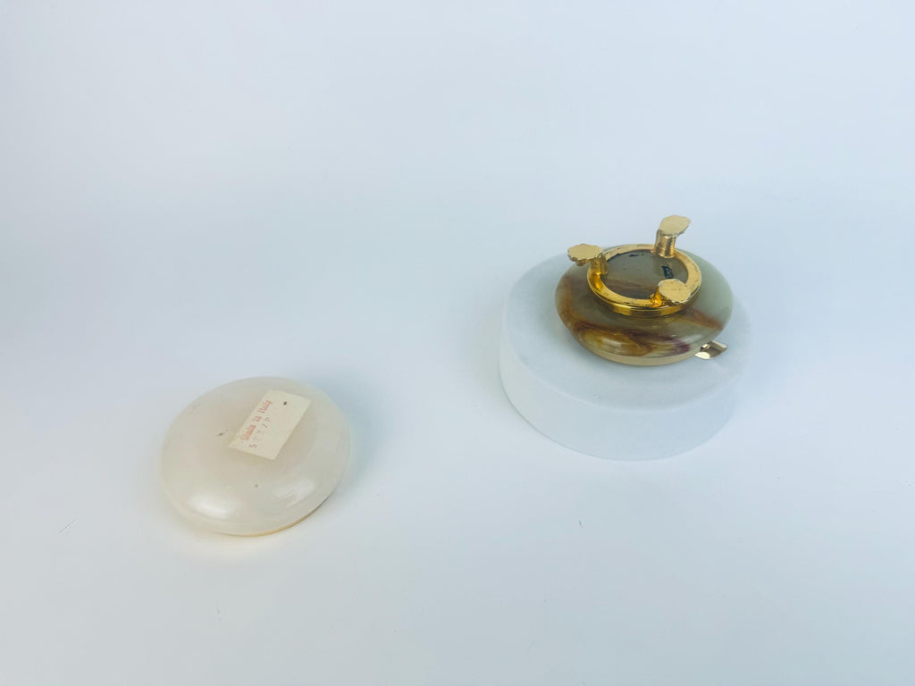 Vintage 1970s Italian Onyx Brass Ashtray in Choice of Styles