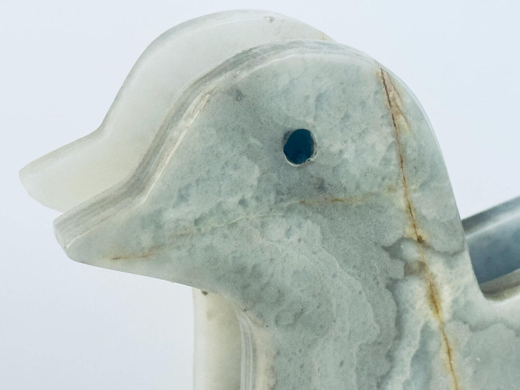 Vintage 1980s Grey Onyx Duck Napkin Holder Italian Stone Tableware