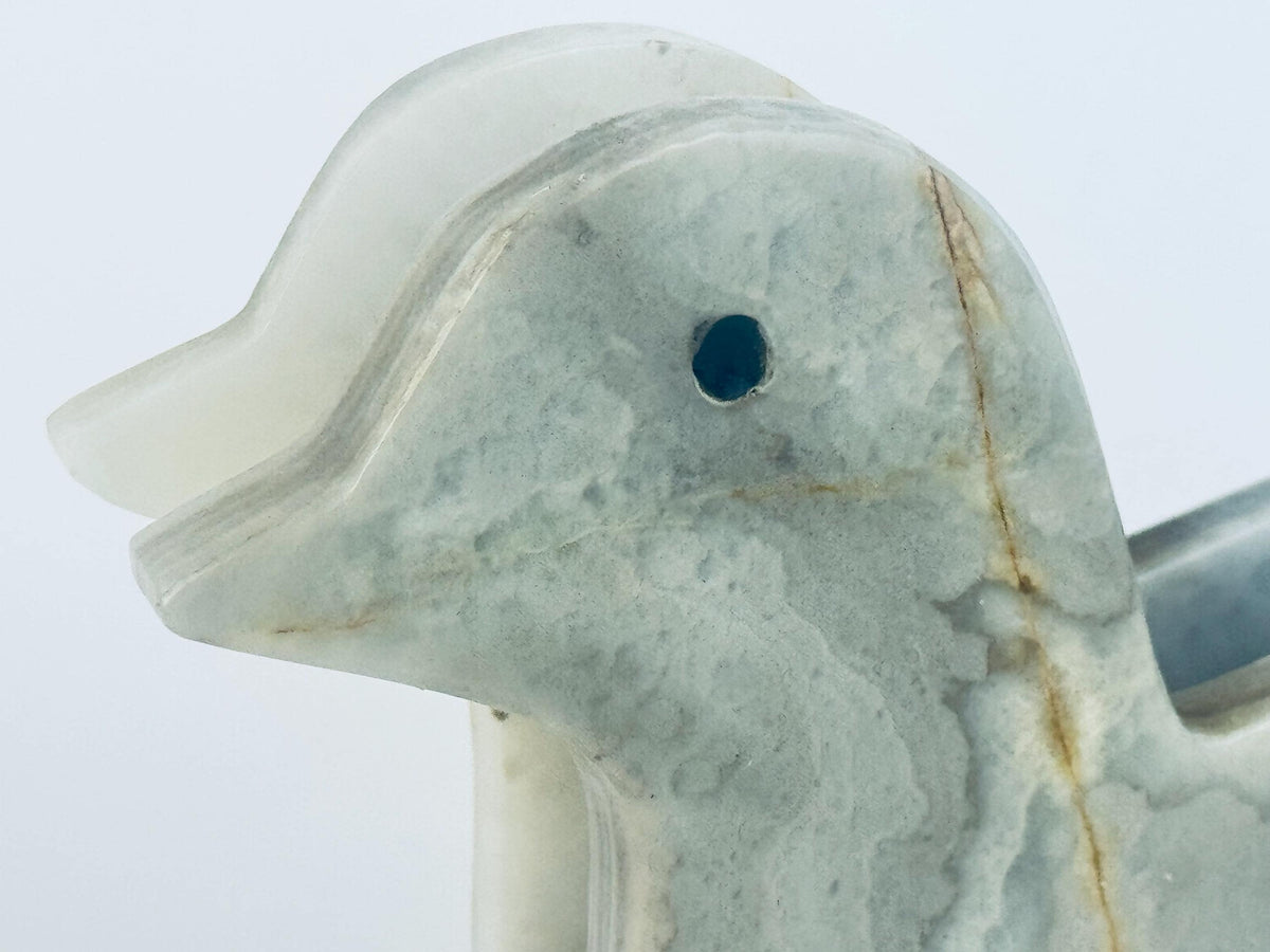 Vintage 1980s Grey Onyx Duck Napkin Holder Italian Stone Tableware