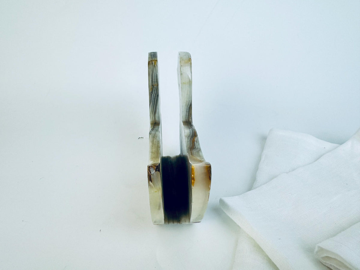 Vintage 1980s Grey Onyx Duck Napkin Holder Italian Stone Tableware