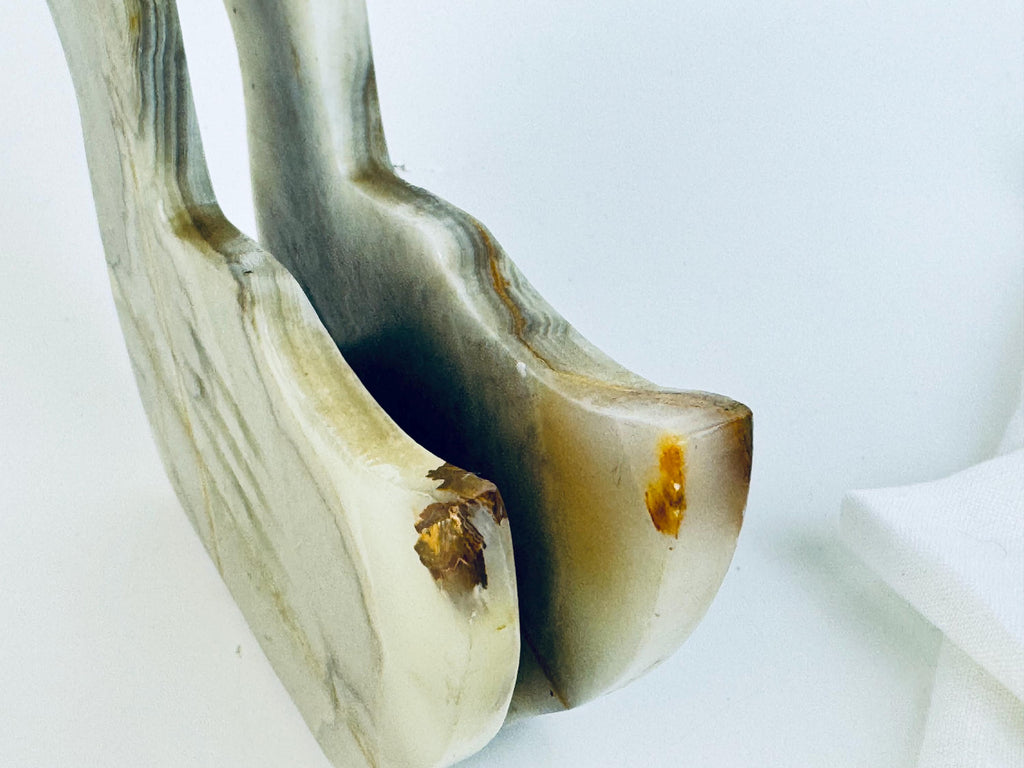 Vintage 1980s Grey Onyx Duck Napkin Holder Italian Stone Tableware