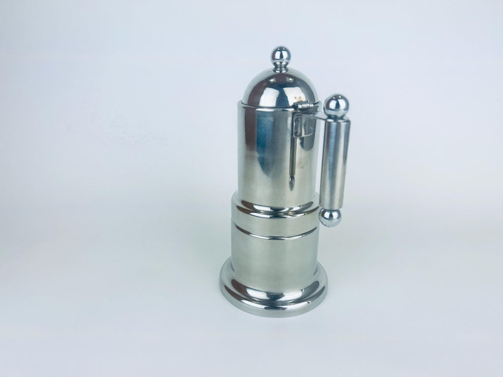 Vintage Vev Viganò Kontessa Italian Silver Stainless Steel Italian Stovetop Espresso Maker - Made In Italy