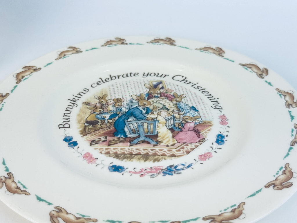 Vintage 1990s Cream Bunny Design Bone China Christening Dinnerware Set