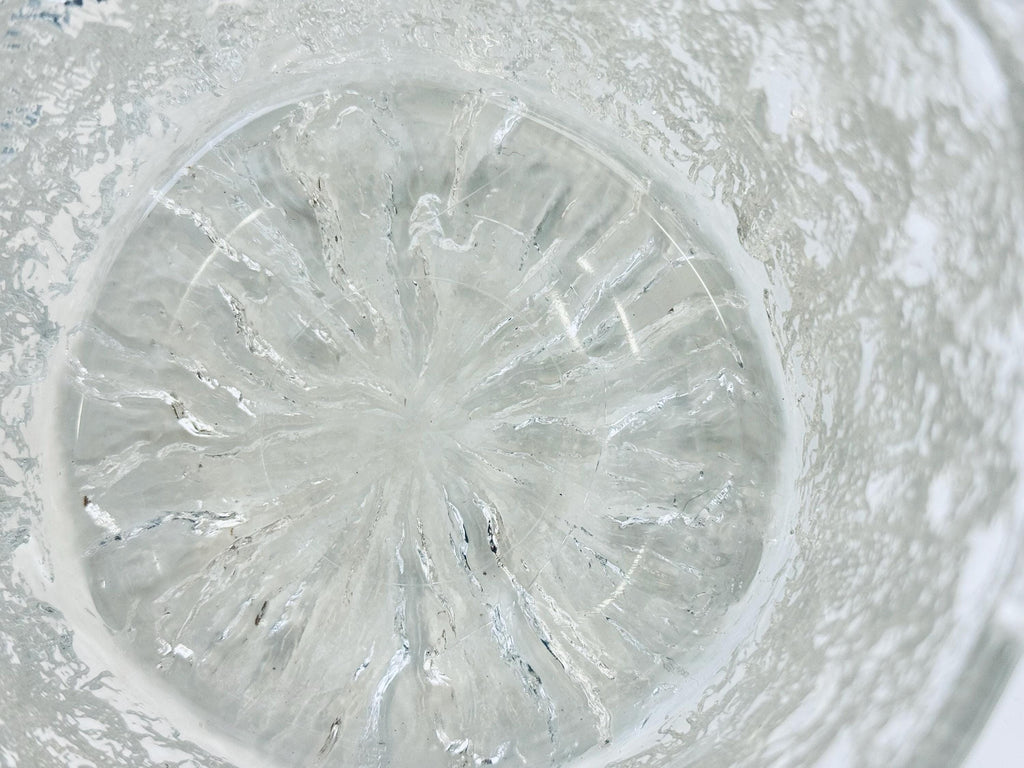 Vintage 1970s Clear Textured Ice Glass Pukeberg Sweden Ice Bucket - Chrome Handle Barware