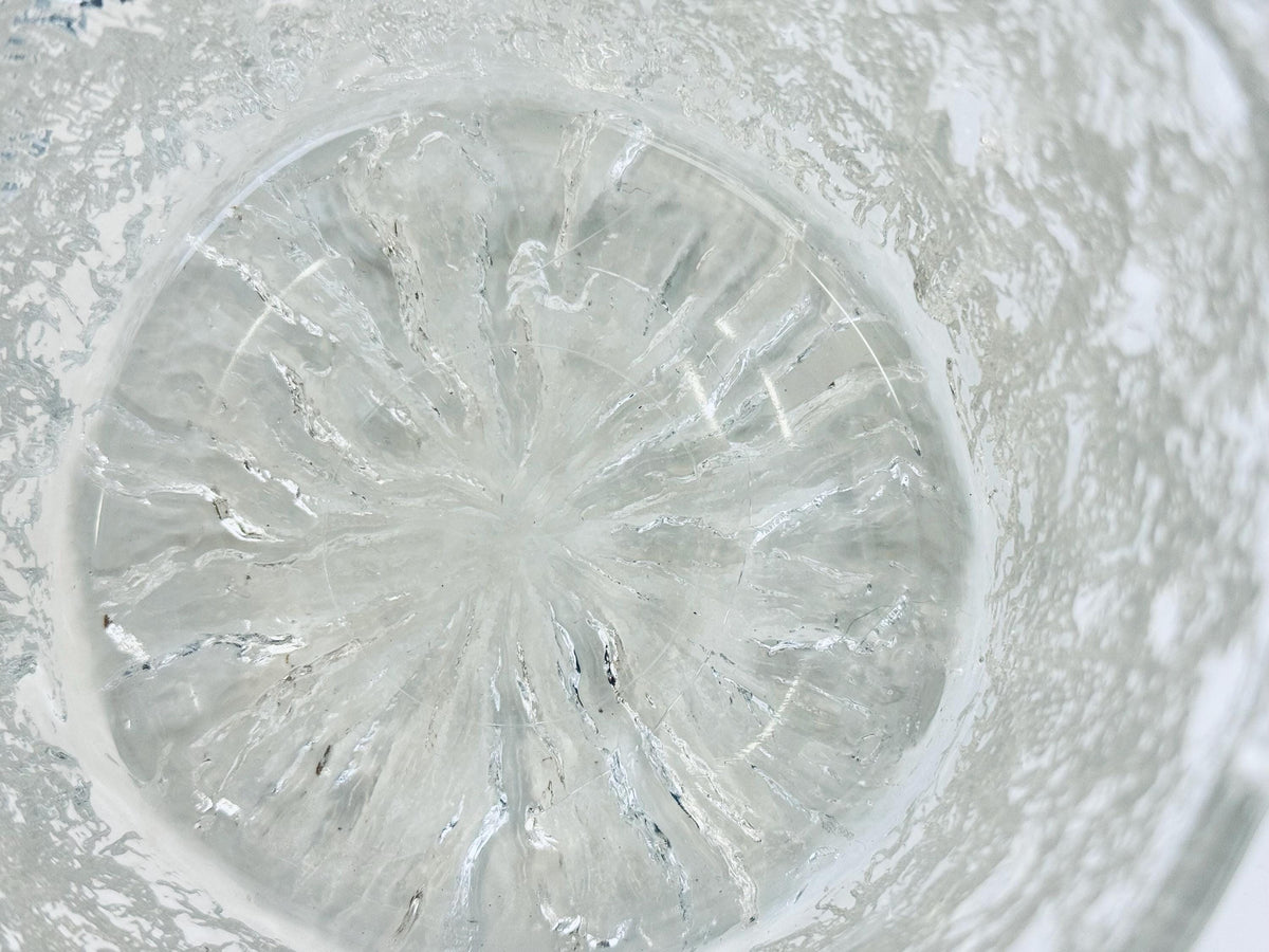 Vintage 1970s Clear Textured Ice Glass Pukeberg Sweden Ice Bucket - Chrome Handle Barware