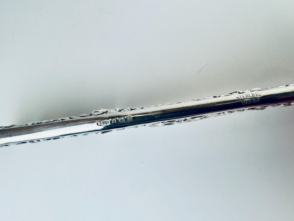 Antique 1910s Art Deco Sterling Silver Faux-Tortoiseshell Comb - Vanity Accessory