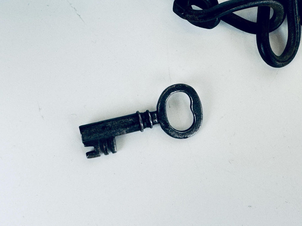 Antique + Rare 1870s Heart-Shaped Padlock Brass & Iron Railroad Lock  Original Chain + Key