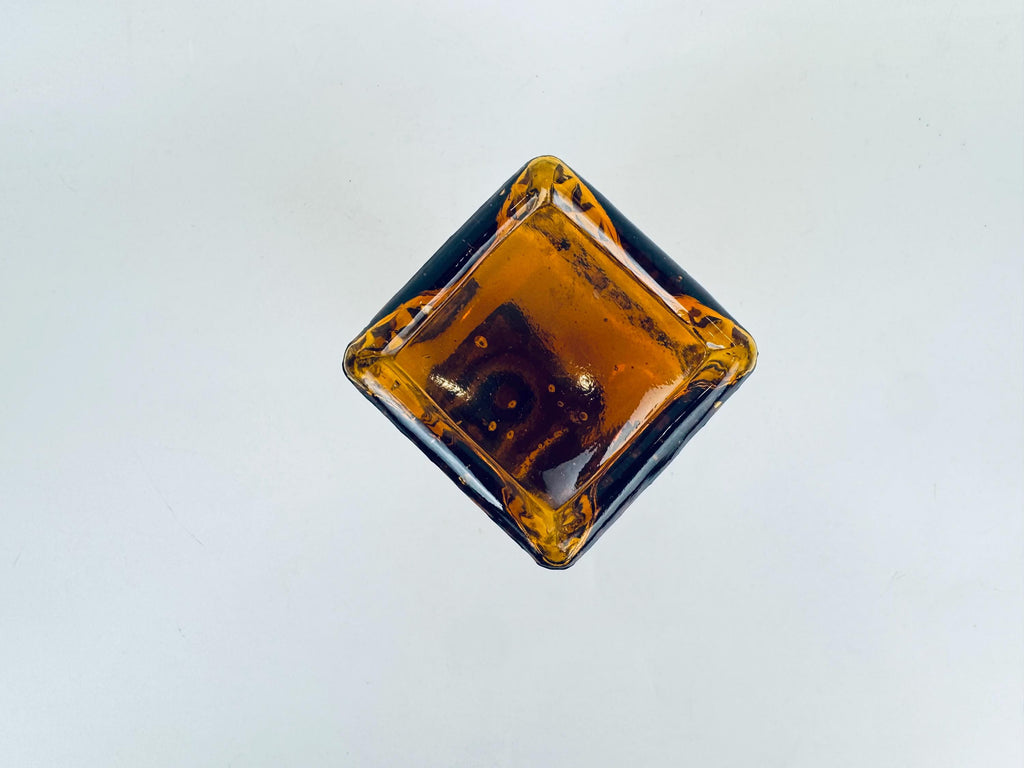 Vintage Amber 1960s American Diamond Glass Decanter with Ground Stopper