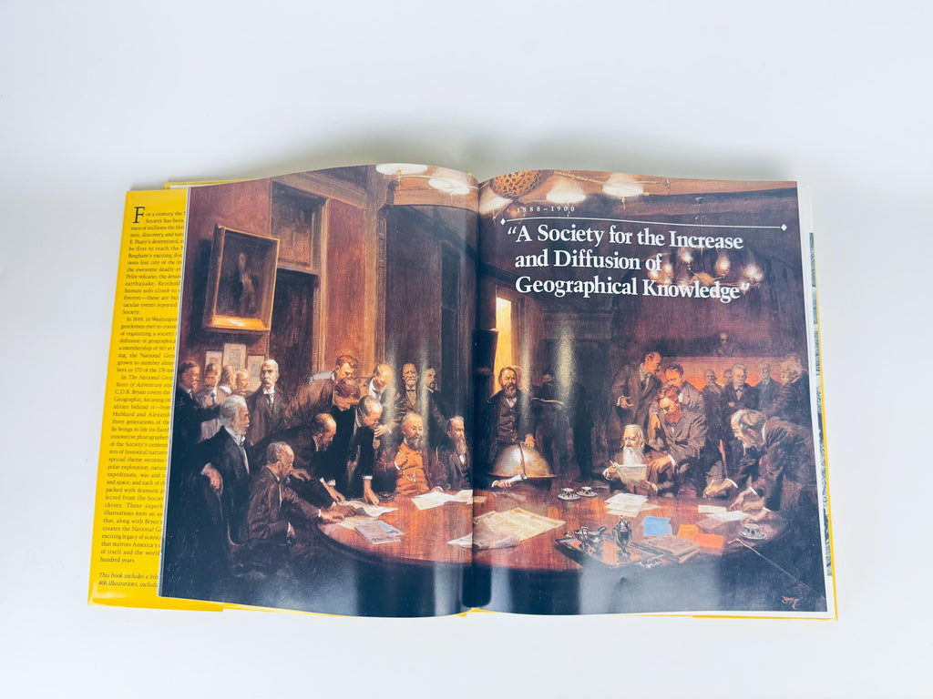 Vintage 1987 National Geographic Society 100 Years of Adventure Yellow Pictorial Coffee-Table Book