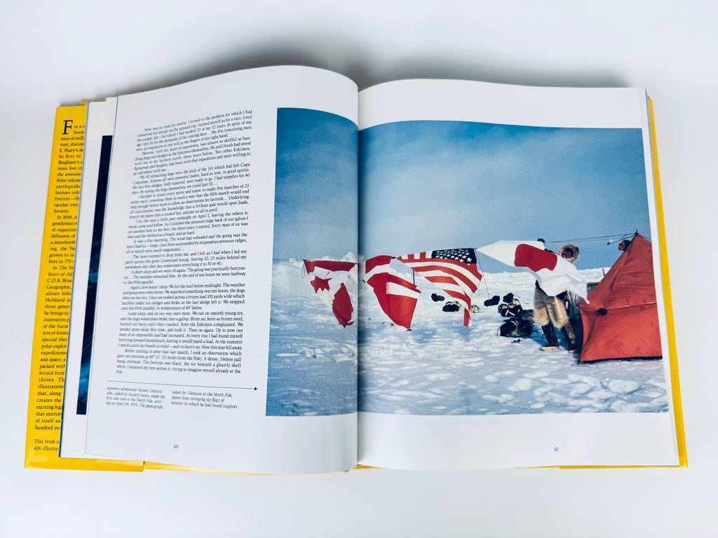 Vintage 1987 National Geographic Society 100 Years of Adventure Yellow Pictorial Coffee-Table Book
