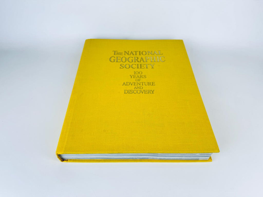 Vintage 1987 National Geographic Society 100 Years of Adventure Yellow Pictorial Coffee-Table Book