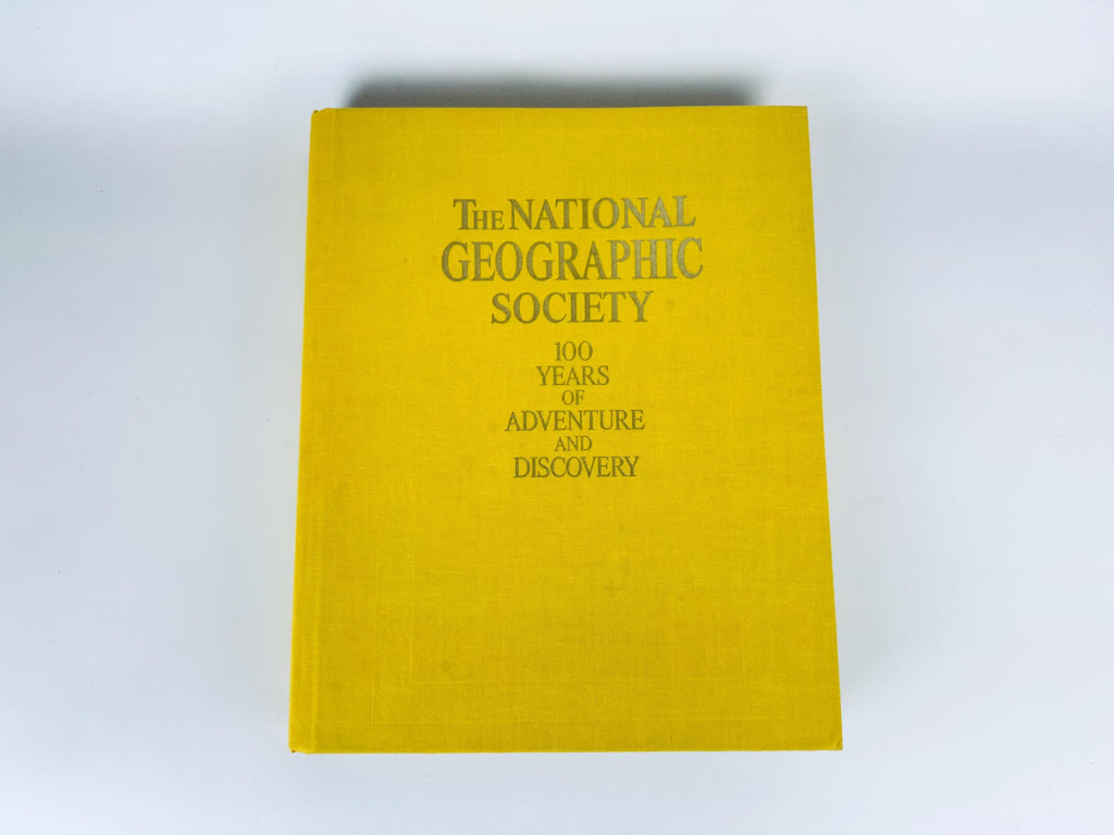 Vintage 1987 National Geographic Society 100 Years of Adventure Yellow Pictorial Coffee-Table Book