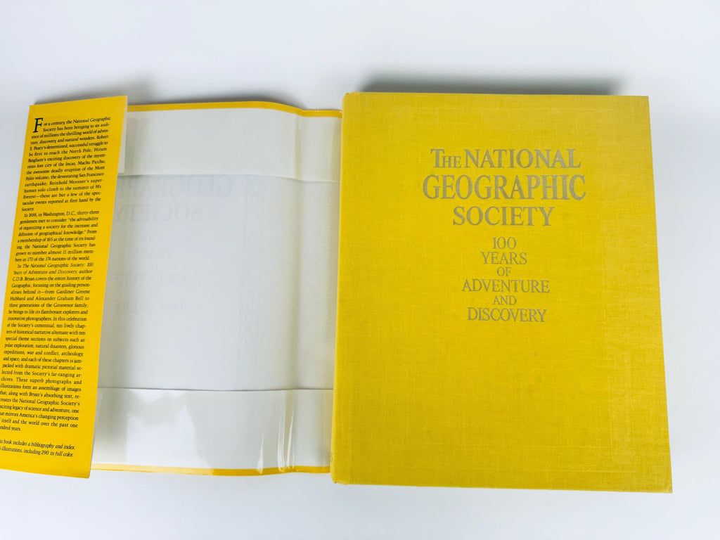 Vintage 1987 National Geographic Society 100 Years of Adventure Yellow Pictorial Coffee-Table Book