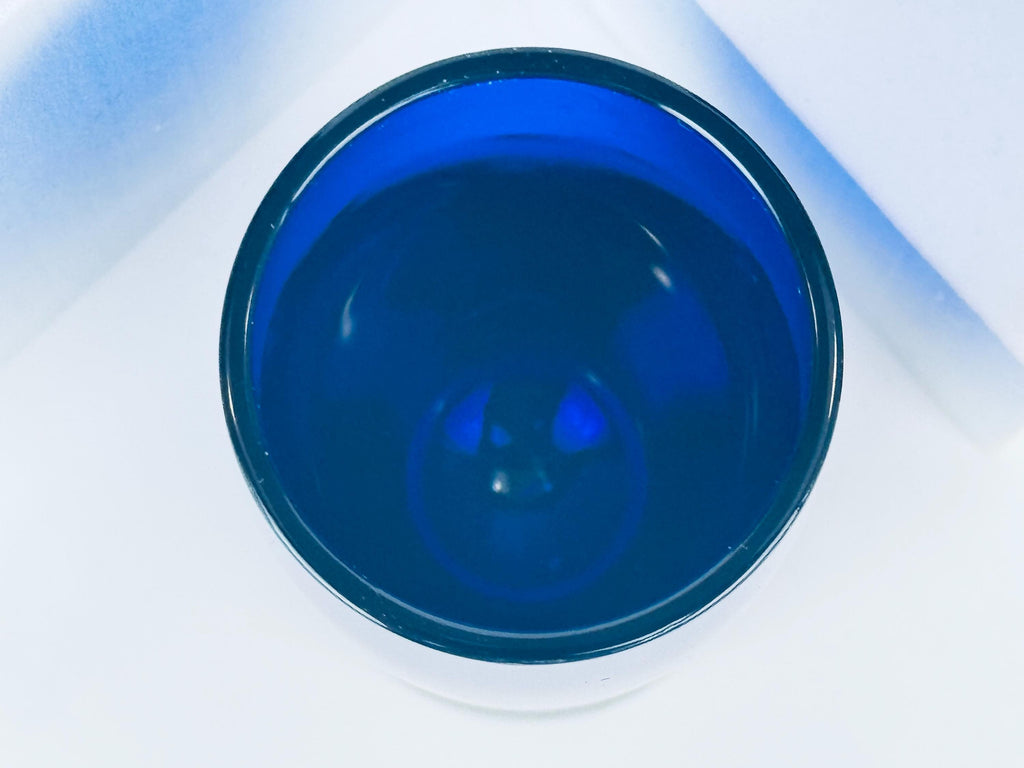 Vintage 1970s Cobalt Blue Handblown Glass Tumblers Thick Base Barware Set