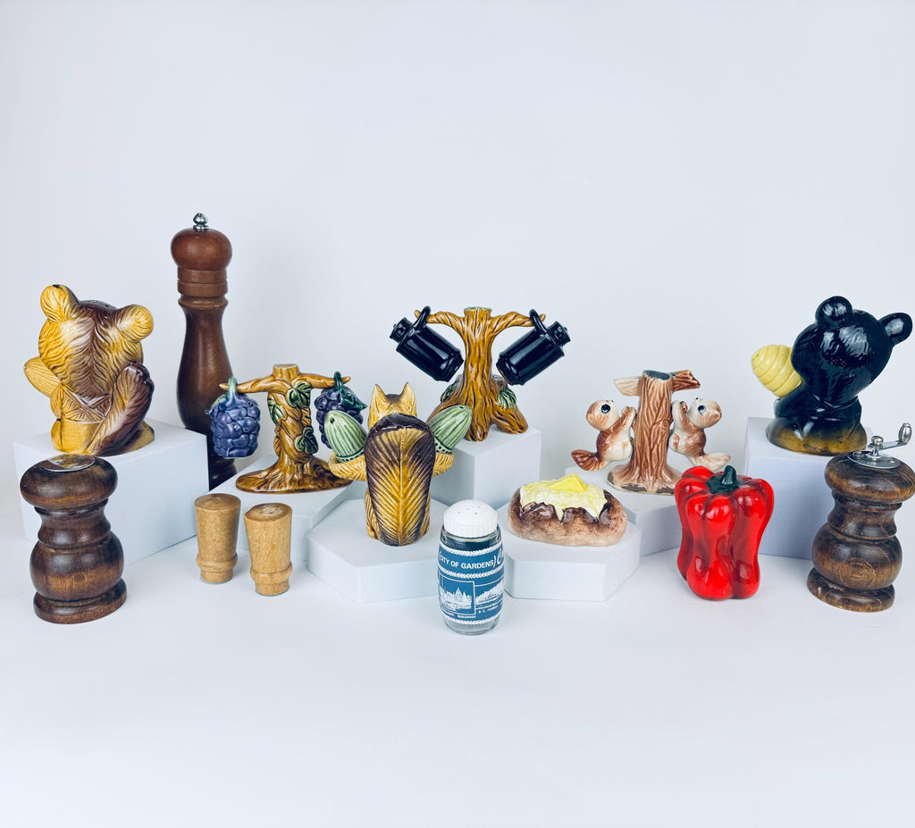 Vintage Kitschy Ceramic Salt + Pepper Shaker Sets - Sets Sold Separately