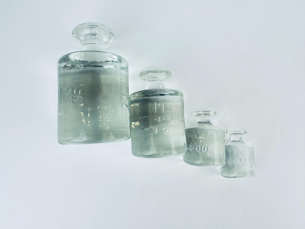 Antique 1920s Solid Glass Metric Weight Set - Apothecary Decor