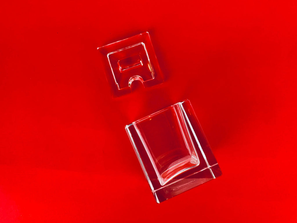 Vintage 1990s Clear Cartier Crystal Desk Box - Glass Pen/Accessory Case