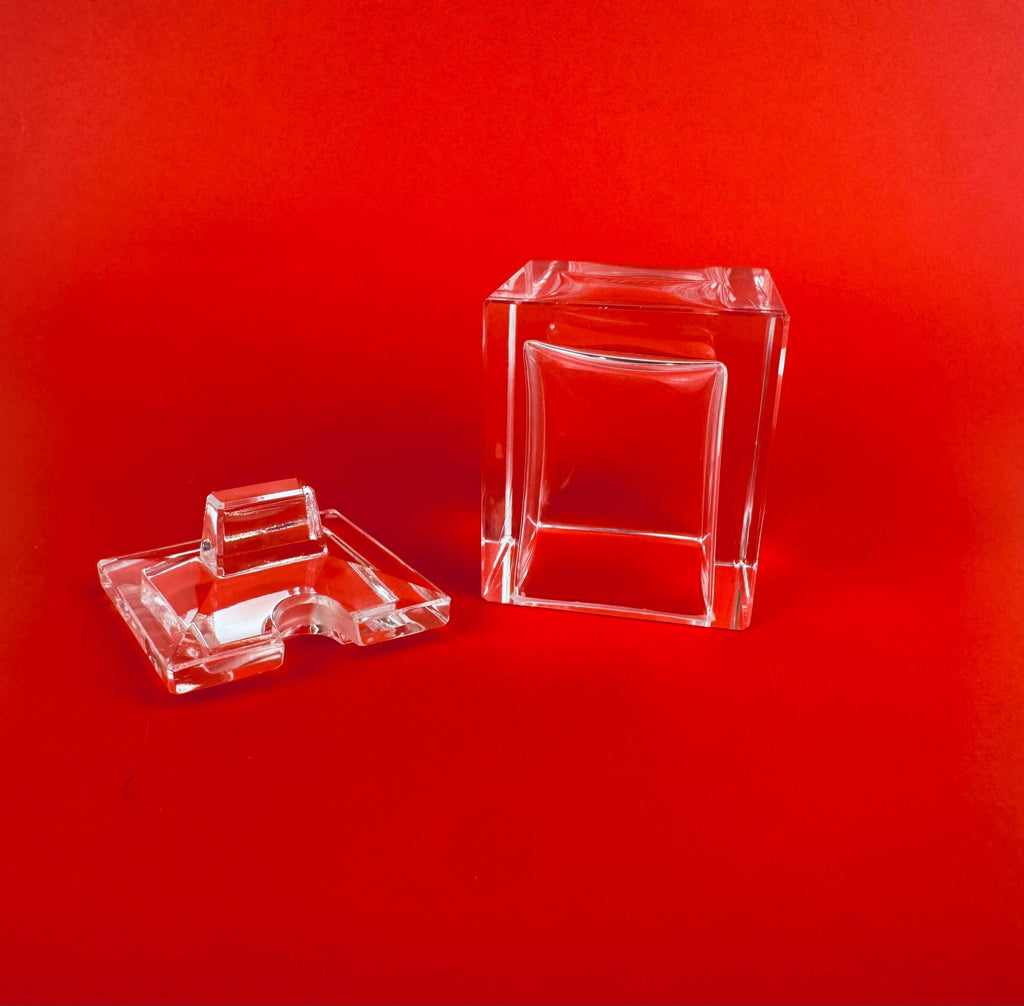 Vintage 1990s Clear Cartier Crystal Desk Box - Glass Pen/Accessory Case