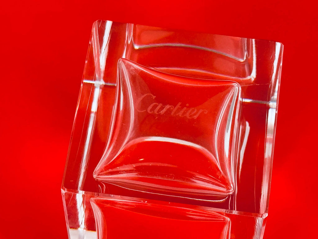 Vintage 1990s Clear Cartier Crystal Desk Box - Glass Pen/Accessory Case