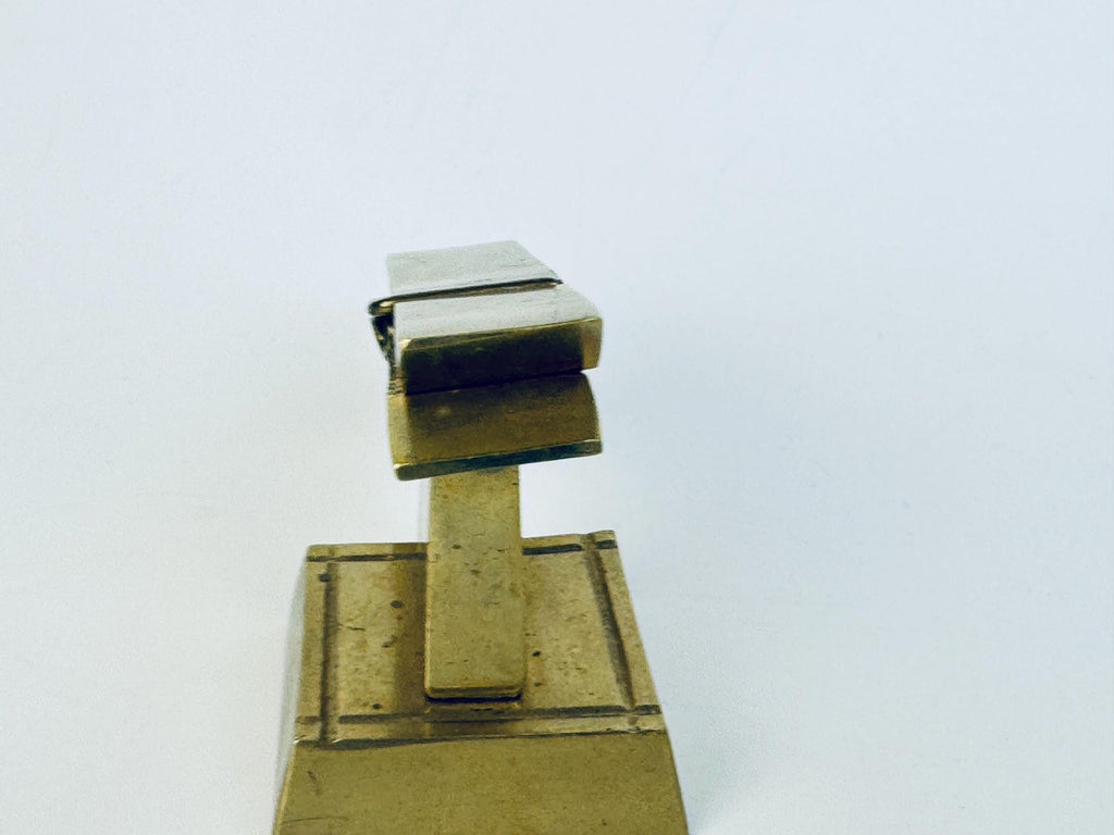 Vintage 1970s Solid Brass Desk Clip Sculpture  Gold Metal Note Holder Paperweight